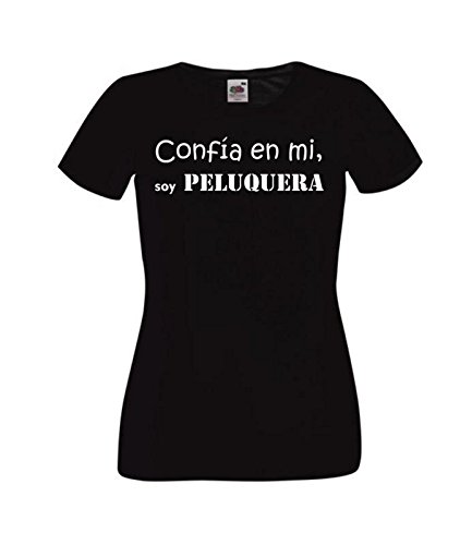 Camisetas divertidas Child confia en mi, Soy Peluquera - para Mujer Camisetas Talla Medium Color Negro