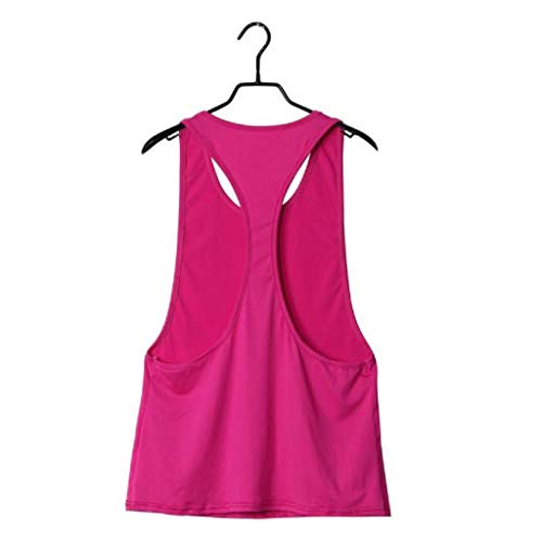 Camisetas sin Mangas Mujer,SHOBDW Playa De Verano Sexy Suelto Talla Grande Cuello Redondo Gimnasio Deporte Entrenamiento FíSico Entrenamiento Blusa para Correr para Mujer(Rosa,M)