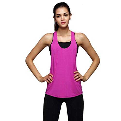 Camisetas sin Mangas Mujer,SHOBDW Playa De Verano Sexy Suelto Talla Grande Cuello Redondo Gimnasio Deporte Entrenamiento FíSico Entrenamiento Blusa para Correr para Mujer(Rosa,M)