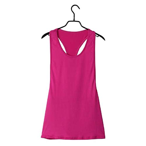 Camisetas sin Mangas Mujer,SHOBDW Playa De Verano Sexy Suelto Talla Grande Cuello Redondo Gimnasio Deporte Entrenamiento FíSico Entrenamiento Blusa para Correr para Mujer(Rosa,M)