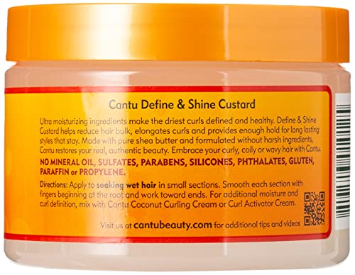 CANTU SHEA Butter FOR Natural Hair Define & Shine Custard 340G, Negro, Estandar