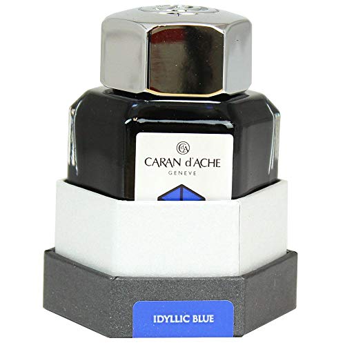 Caran d'Ache 8011-140 - Tinta estilográfica, 50 ml, color azul idílico