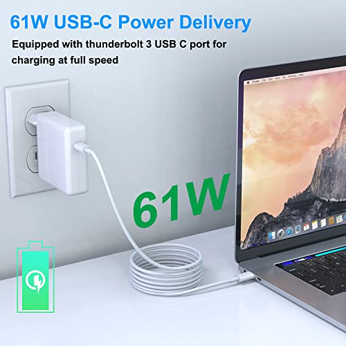 Cargador de 61W Compatible con Mac Book Pro Air, Cargador USB Tipo C de 61W para Mac Book 2016 2017 2018 2019 2020 Pro o Air y Otros teléfonos/Almohadillas/portátiles de Tipo C