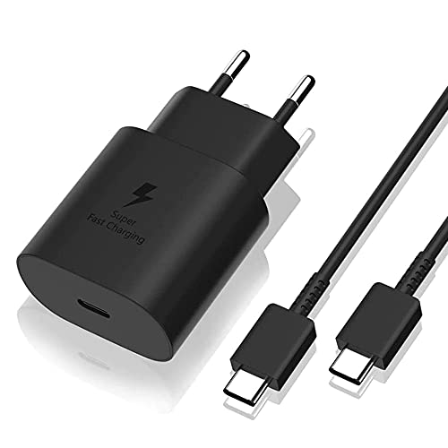 Cargador rápido de 25 W + cable USB-C USB-C compatible con Samsung S22/S22 PLUS/S22 ULTRA/S21 FE 5G/S21/S21 PLUS/S21 ULTRA/S20 FE/S20 PLUS/S20 Ultra/Note 20/Note 20 ULTRA/A52/A7 2 Phonillico.. ®