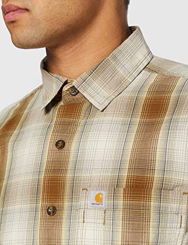 Carhartt Essential Plaid Shirt Work Utility Button Down - Camiseta de manga corta, Nuez Oiled, XXL para Hombre