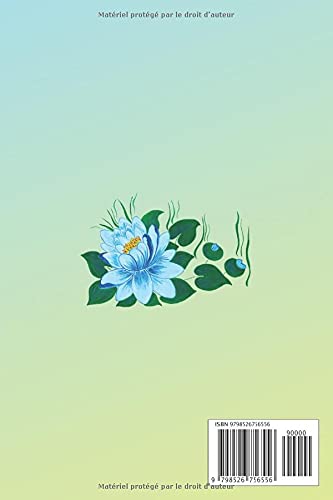 Carnet de notes lotus: carnet de bord, motif fleur de lotus bleu, carnet de notes 107 pages lignées, numérotées, couverture souple, format 6 x 9 ... blanc supérieur, une belle idée de cadeau.