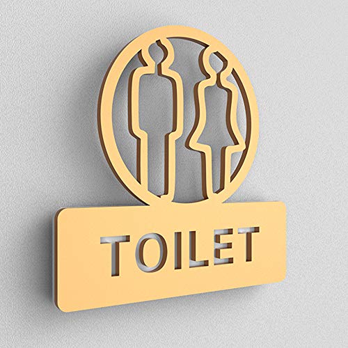 Cartel 3D hueco creativo para inodoro, letrero de baño estéreo con personalidad WC, señales, clubes de lujo para puerta corredera, letreros de acrílico para inodoro, dorado, Toilet