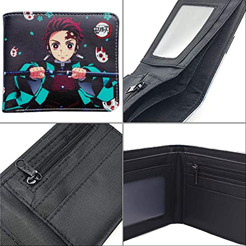 Cartera Demon Slayer Billetera niño Cartera Plegable Delgada Unisex Monederos con Lindos Dibujos Animados Billetera de Estudiante