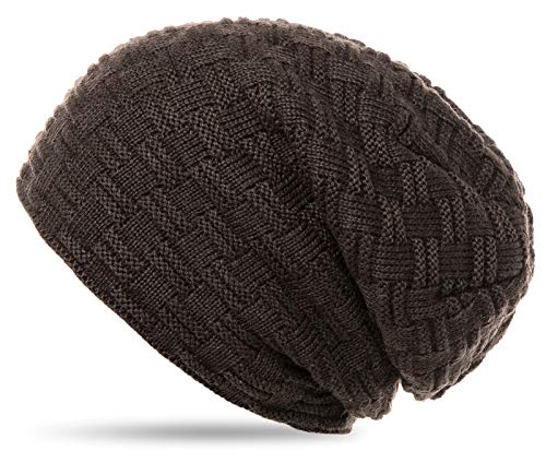 Caspar MU133 Gorro de Punto Fino Unisex Beanie Caliente con Forro Polar, Color:marrón oscuro, Talla:Talla Única