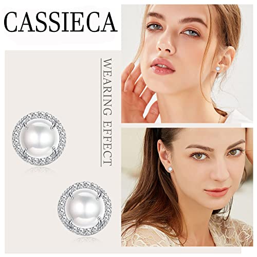 CASSIECA 10 Pares Pendientes Clip para Mujeres Niñas Pendiente Perla Flor Hipoalergénico Set Pendientes Clip Mujer Sin Agujero