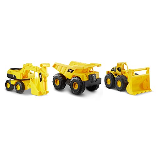 Caterpillar- Camiones Mini Crew 3 Pack-Dump Truck, Wheel Loader, & Excavator Volquete, Cargadora de Ruedas y Excavadora, Color Amarillo, 17.8 x 10.2 x 10.2 centímetros (Funrise International 82284)