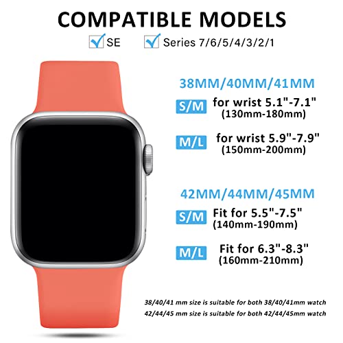 CeMiKa Compatible con Apple Watch Correa 38mm 40mm 41mm 42mm 44mm 45mm, Deportivas de Silicona Correas de Repuesto Compatible con iWatch SE Series 7 6 5 4 3 2 1, 38mm/40mm/41mm-M/L, Coral