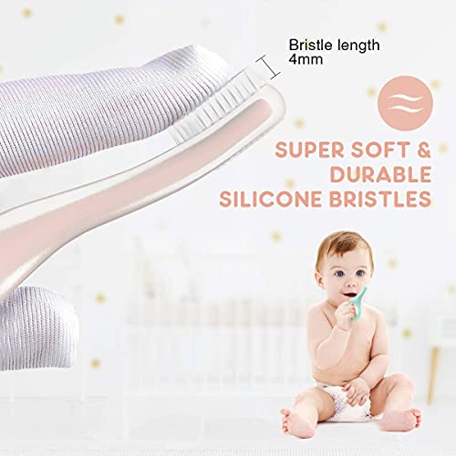 Cepillo de Dientes Bebé Suave Cepillo de Dientes Silicona, Sin BPA, Cepillo de Dientes Para Niños/Infantil, Entrenamiento, Antiasfixia, Unisex, Portátil, 4 PCS