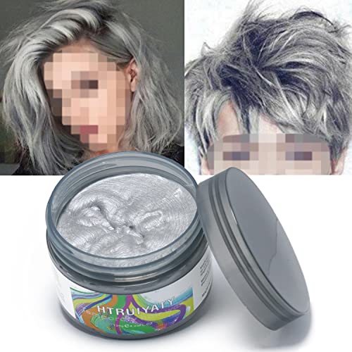 Cera Color Pelo Temporal Unisex Ingredientes Naturales Lavable Cera Para el Pelo Coloreada Aplicar para Halloween Party Cosplay (Gris)