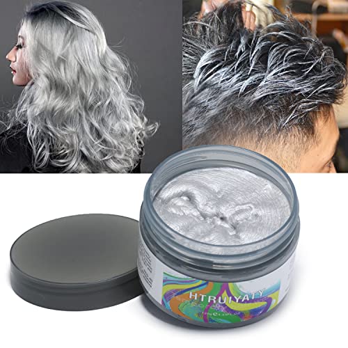 Cera Color Pelo Temporal Unisex Ingredientes Naturales Lavable Cera Para el Pelo Coloreada Aplicar para Halloween Party Cosplay (Gris)