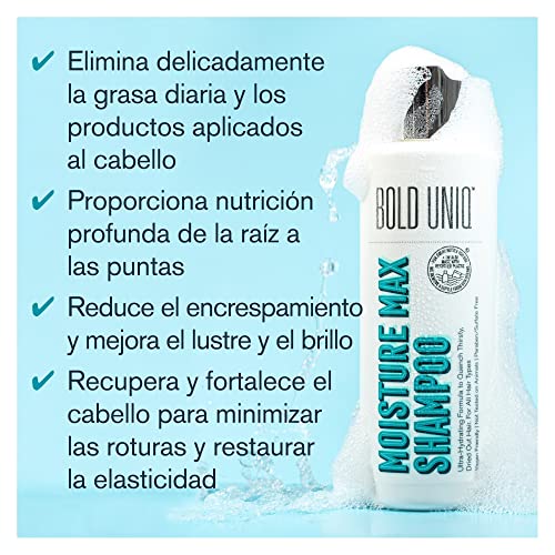 Champú Hidratante para Cabello y Cuero Cabelludo Secos - Da Hidratación y Brillo - Repara Cabello Seco, Dañado, Teñido, Rizado, Roto - Aprobado PETA, Vegano - sin Crueldad, Sulfatos, Parabenos.