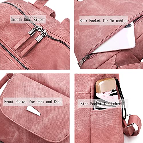 ChaoYmai Mochila para Mujer Casual Bolso Mochila Antirrobo,Rosa