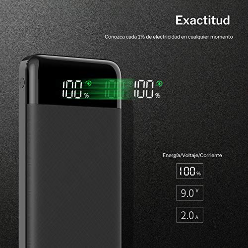 Charmast Power Bank 10000mah Batería Externa Carga Rápida Ultra Slim 18W QC 4.0 USB C Cargador Portátil con Led Dispaly Power Delivery Compatible con iPhone,Samsung,Smartphones