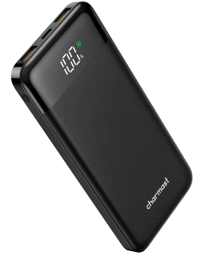 Charmast Power Bank 10000mah Batería Externa Carga Rápida Ultra Slim 18W QC 4.0 USB C Cargador Portátil con Led Dispaly Power Delivery Compatible con iPhone,Samsung,Smartphones