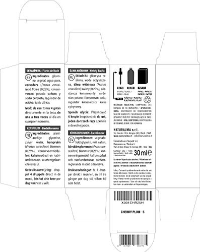 Cherry plum o Cerasífera (Prunus cerasifera) Flores de Bach Naturalma | No. 6 | Gotas 30 ml | Extracto líquido sin alcohol | Esencias florales | Vegano y libre de alcohol