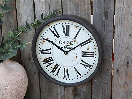 Chic Antique Reloj de pared, diseño de Cafe de Francia, color negro