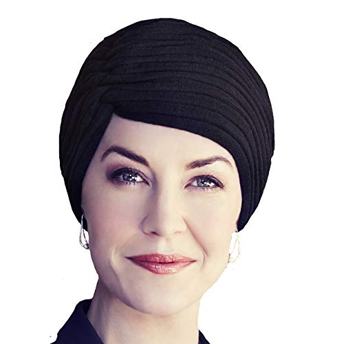 Christine Headwear Turbante Hermoso y Refinado Hiver con Efecto mechas de Pelo para Mujeres con Alopecia (Negro)