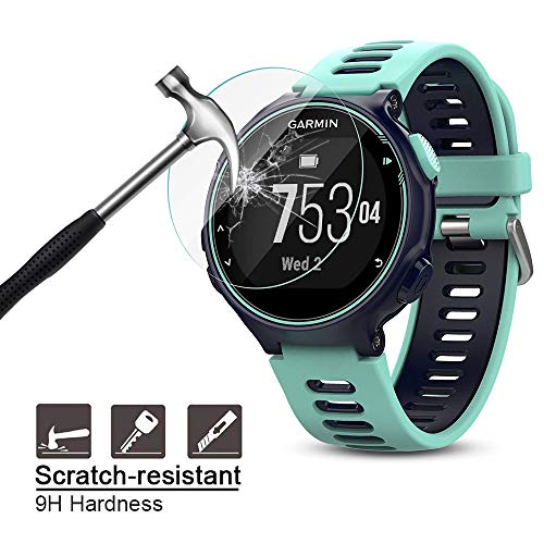 CKANDAY 4 Pantalla Protector de Paquetes Compatible con Garmin Forerunner 735XT, película Protectora de Vidrio Templado Reloj Inteligente para 735 XT Anti-Scratch 0.3mm 2.5D High Definition 9H Shield