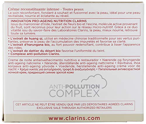 Clarins NUTRI-Lumiere Crema DE Noche 50ML Unisex Adulto, Negro, Estándar