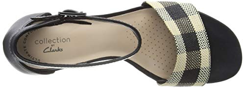 Clarks Jocelynne CAM, Bomba Mujer, Piel combinada de Color Negro, 39 EU