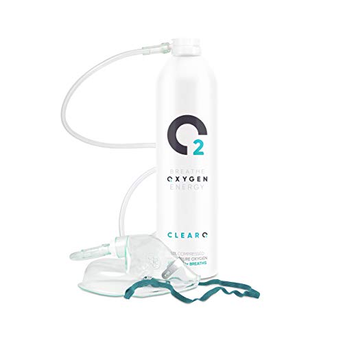 ClearO2 - Lata de oxígeno para respiración con máscara y tubo (15 L)