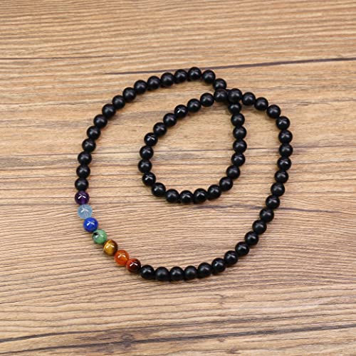 COAI® Collar de 8mm 7 Chakra Piedra Natural Semipreciosa 55cm