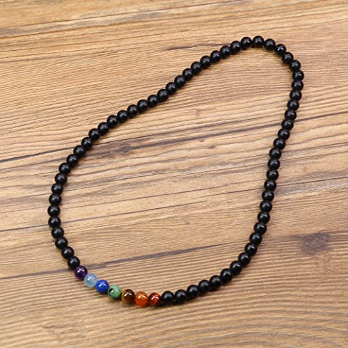 COAI® Collar de 8mm 7 Chakra Piedra Natural Semipreciosa 55cm