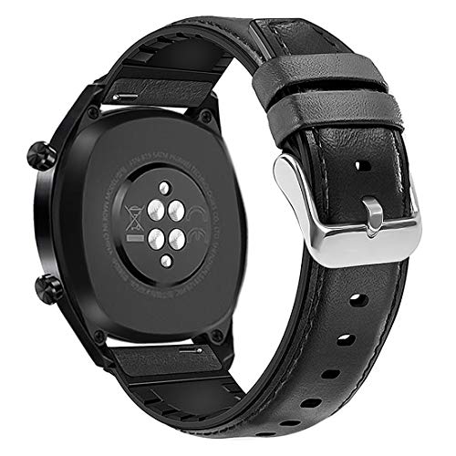 Coholl Correa Compatible con Huawei Watch GT 2/Huawei 46mm Sport/Classic/Active/Elite,Correa de Repuesto Cuero Hebilla Liberación Rápida para 22 mm cuero,Negro