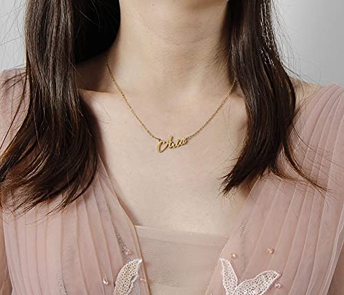 Collar con nombre grande inicial chapado en oro joyería de mejor amiga regalo de mujer para ella Aria