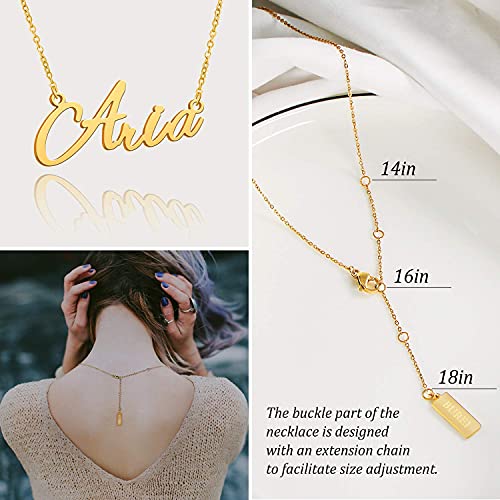 Collar con nombre grande inicial chapado en oro joyería de mejor amiga regalo de mujer para ella Aria