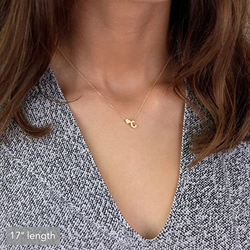 Collar de mujer, Nombre personalizado, Collar con Nombre Inicial Chapado en Oro joyería de Mejor Amiga Regalo de Mujer Regalo personalizado para ella (V, Gold)