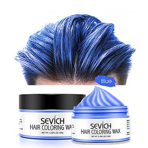 Color Hair Wax - Cera de Color para el cabello Sevich, color natural instantáneo, ingredientes naturales lavables, temporal, 120gr. (Azul)