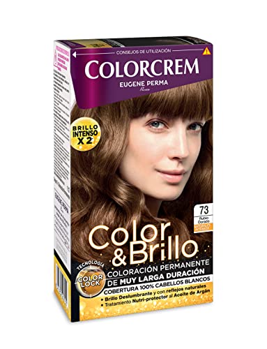 Colorcrem Color & Brillo - Tinte Permanente Mujer - Tono 73 Rubio Dorado, con Tratamiento Nutri-Protector al Aceite de Argán