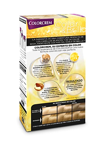 Colorcrem Color & Brillo Tinte Permanente Mujer - Tono 83 Rubio Claro Dorado, con Tratamiento Nutri-Protector al Aceite de Argán, + 45% de Producto, Disponible en más de 20 Tonos.