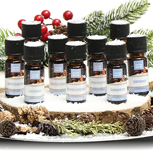 com-four® 10x aceites aromáticos en un Set - ambientación de Ambiente de Invierno - Aceite perfumado para difusores de Aroma, ambientadores, vaporizadores de Agua (10 Piezas - Humor de Invierno)