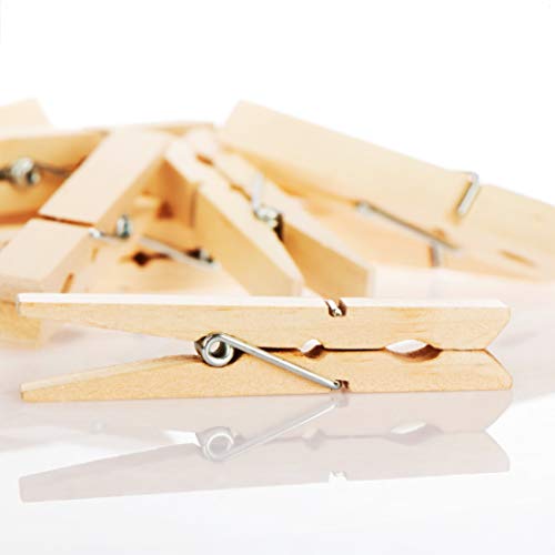 com-four® 120x Pinzas de Madera sostenibles Hechas de Madera de Abedul sin Tratar para Colgar Ropa y Manualidades (120 Piezas - Abedul)