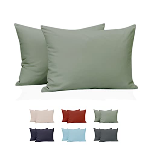 Comfy Wings Juego de 2 fundas de almohada de microfibra de 40 x 80 cm, 100% microfibra de poliéster, almohada para dormir de lado, ropa de cama, certificado Oeko-tex®, funda de cojín – verde veraniego