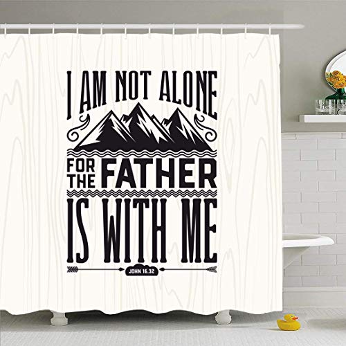 Conjunto de Cortina de Ducha con Ganchos Cita Espiritualidad unida Escritura 16 Letras Cruzadas Am Hope is Not Spirit Love Alone Father for Waterproof Polyester Fabric Bath Decor for Bathroom