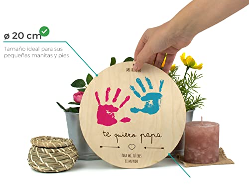 CONTRAXT Marco Huellas Bebe Papa Primerizo Regalos Personalizados Bebés Recuerdo Madera Dia del Padre Regalo Original Huella Mano Bebe para la Mejor Papa (Español, Padre)