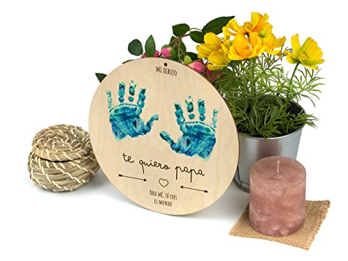 CONTRAXT Marco Huellas Bebe Papa Primerizo Regalos Personalizados Bebés Recuerdo Madera Dia del Padre Regalo Original Huella Mano Bebe para la Mejor Papa (Español, Padre)