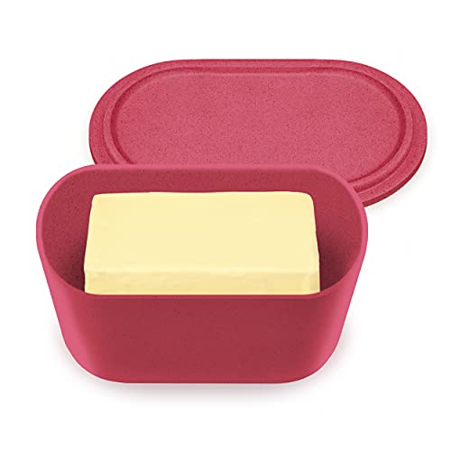COOLER Plato de Mantequilla Rojo Moderno con Tapa - Apto para lavavajillas - Perfectamente dimensionado para mantequillas Grandes de Estilo Europeo