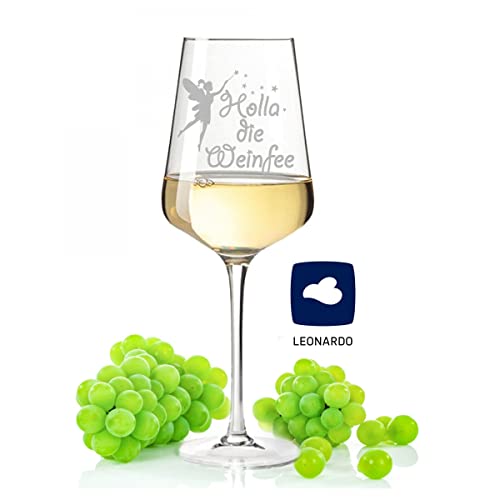 Copa de vino Leonardo con grabado – Holla el hada del vino – Regalo para aficionados de verano y amantes del vino – Copas de vino – Regalo de cumpleaños para mujeres y hombres Color Puccini