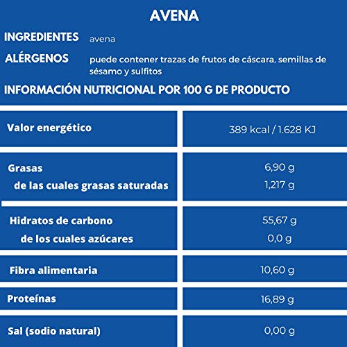 Copos de Avena nut&me | 100% Natural | Sin Aditivos | Sin Azúcares | (500g x 2 uds)