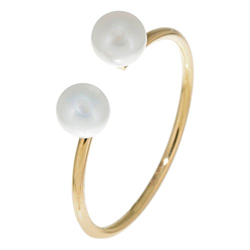 Córdoba Jewels | Anillo en Oro de 9 KT con diseño Duo Perlas Oro. Ajustable