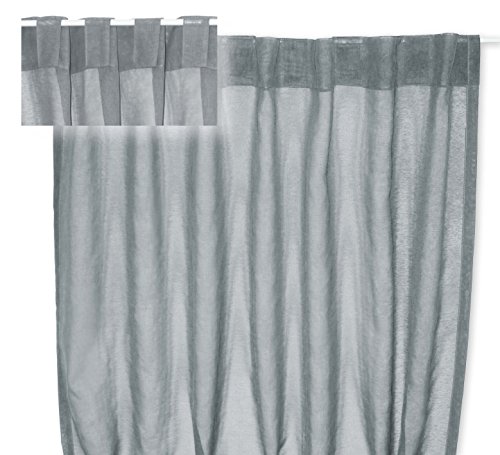 Cortina decorativa de voile organza con trabillas ocultas, cortina transparente, estructura aprox. 140 x 245 cm, #1220 (gris)